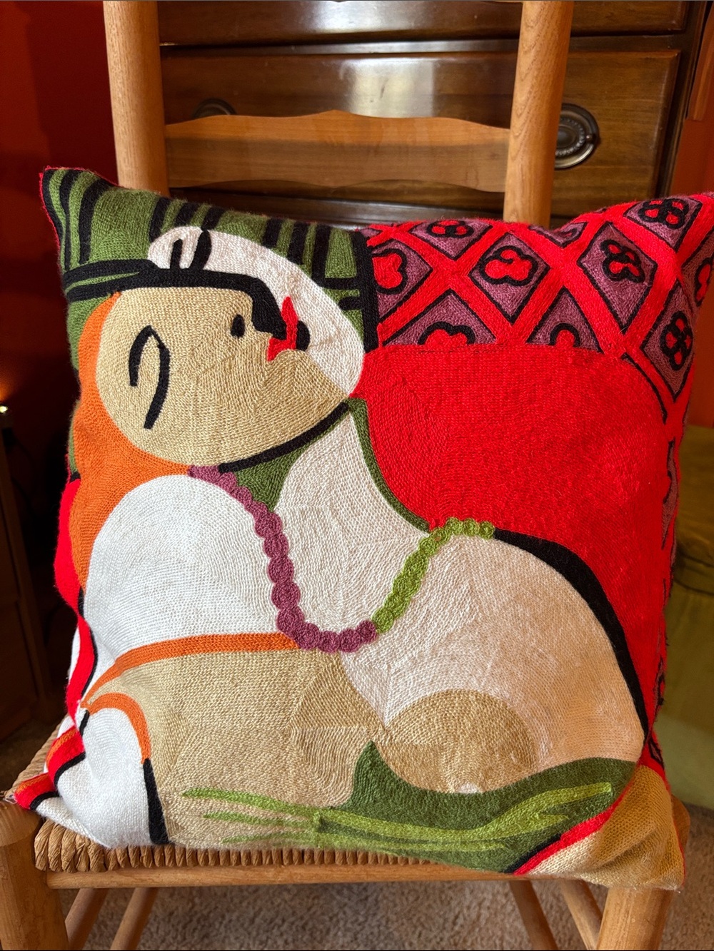 Abstract Art Decorative Throw Pillow Case - Red, White, Green, Orange, Black